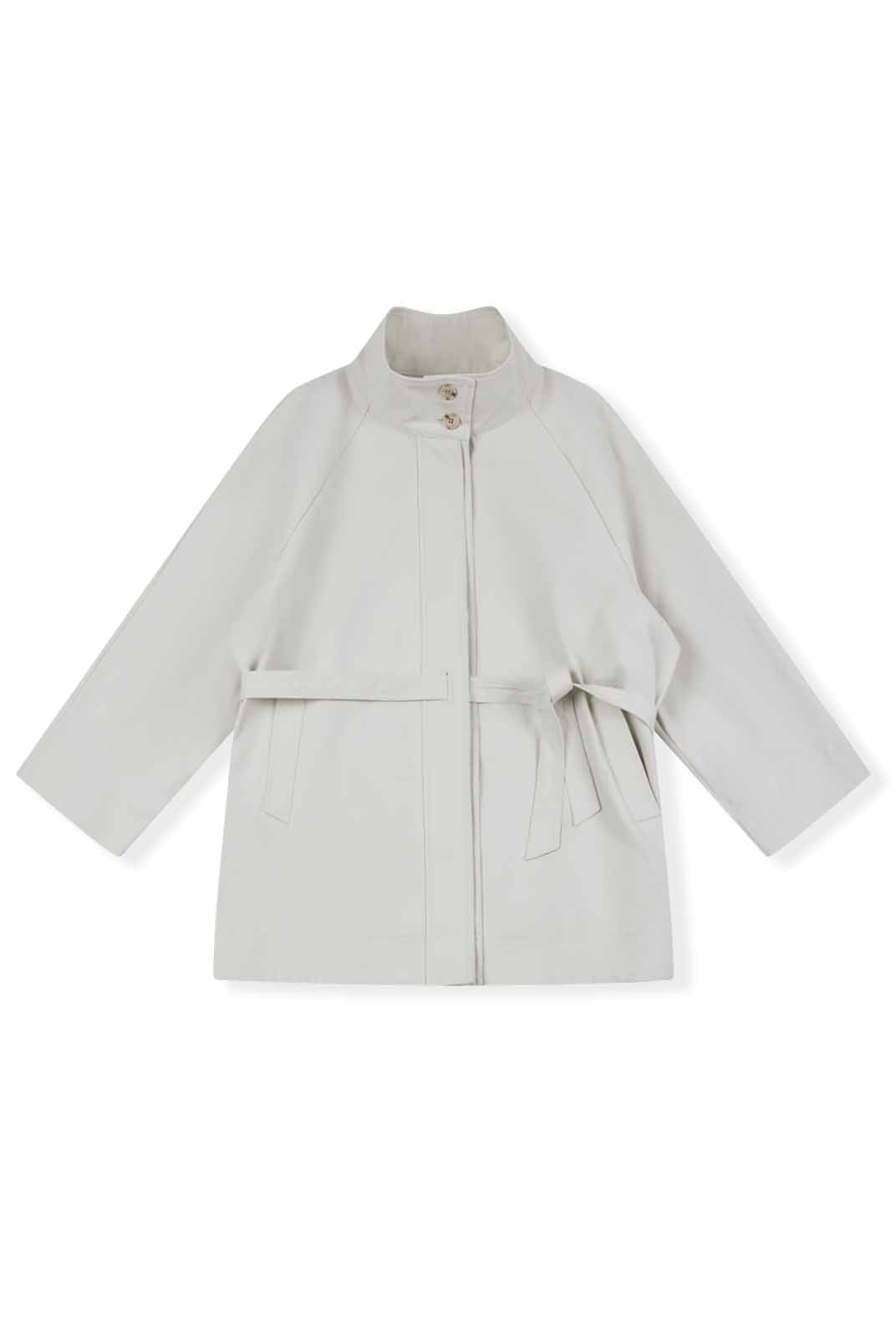 ASOBIO Stand Collar Belted Trench Coat
