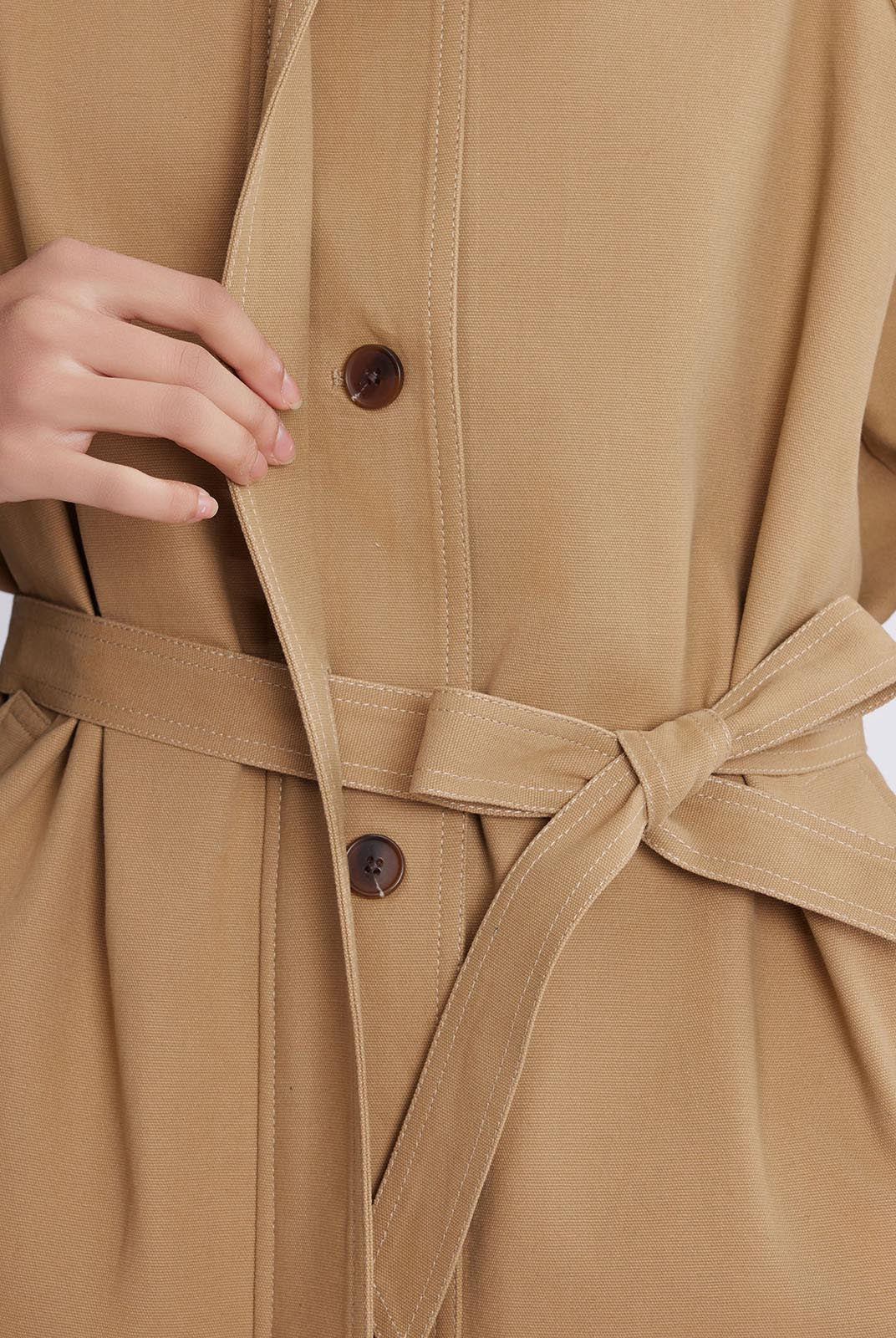 ASOBIO Stand Collar Belted Trench Coat