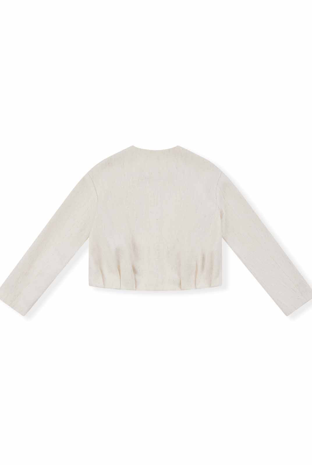 ASOBIO Cropped Tweed Jacket with Pleated Hem