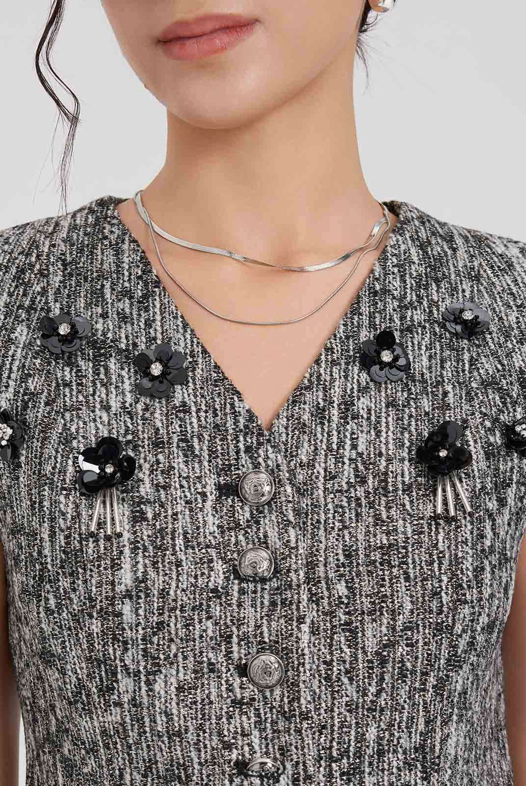 ASOBIO Tweed V-Neck Vest