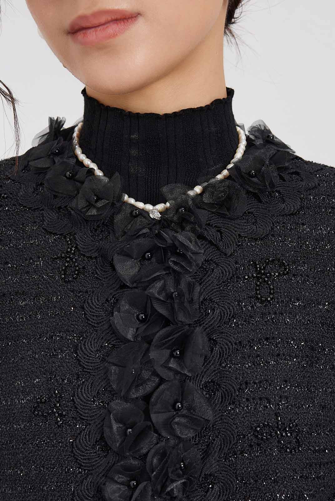 ASOBIO Floral-Embellished Tweed Jacket