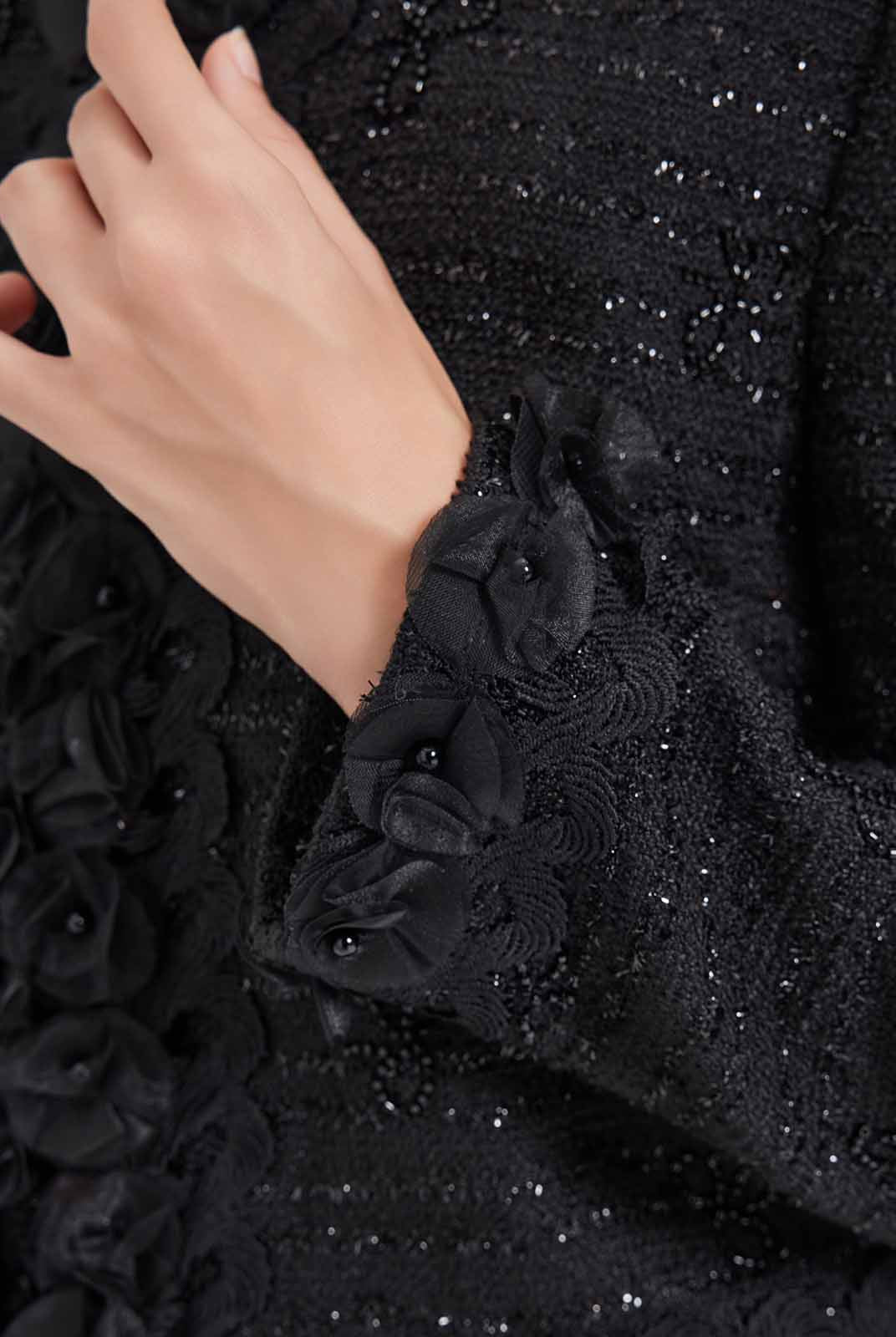 ASOBIO Floral-Embellished Tweed Jacket