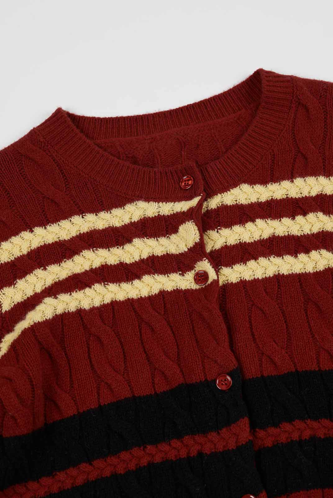 ASOBIO Cable-Knit Wool Cardigan