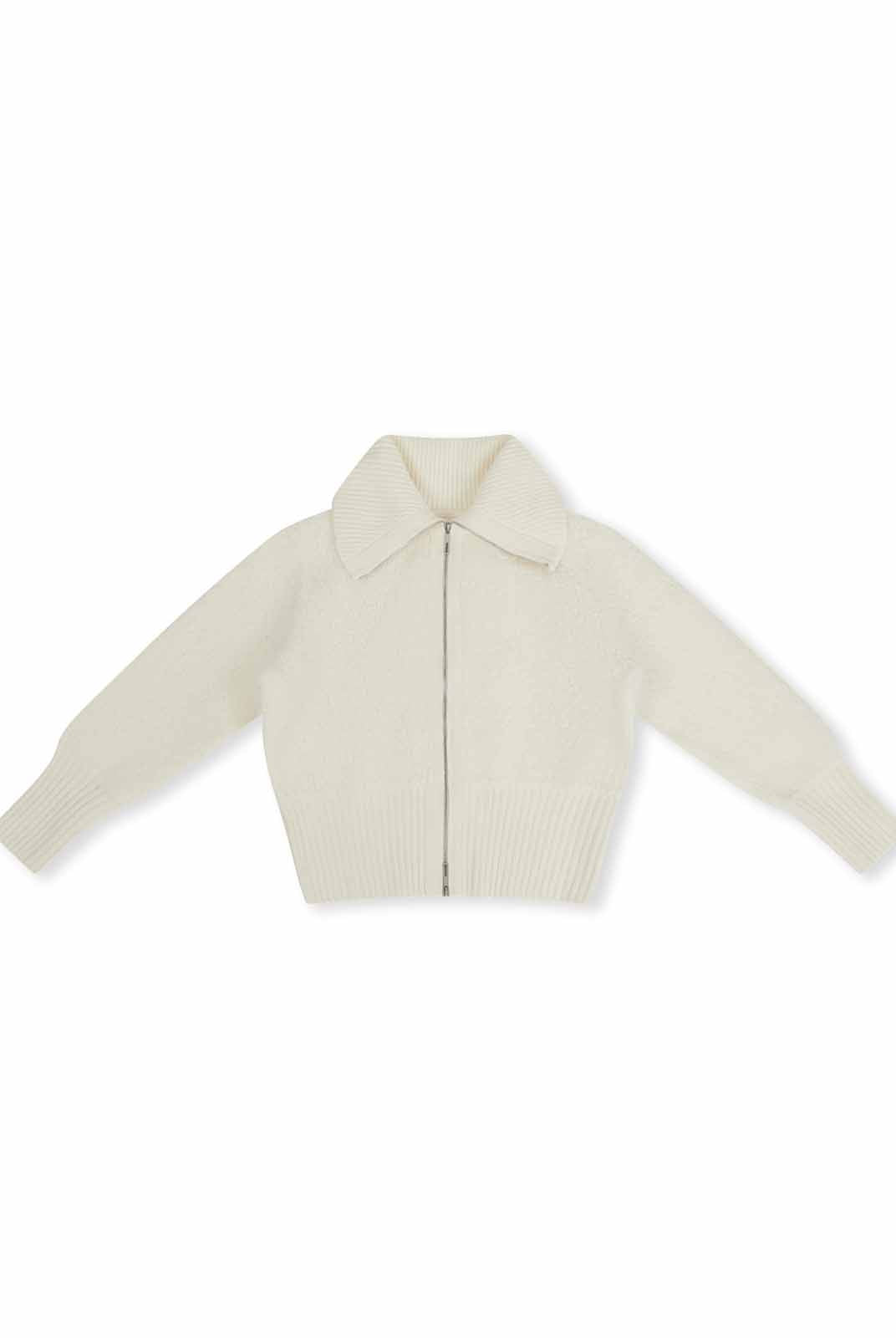 ASOBIO 100% Wool Zip-Up Cardigan