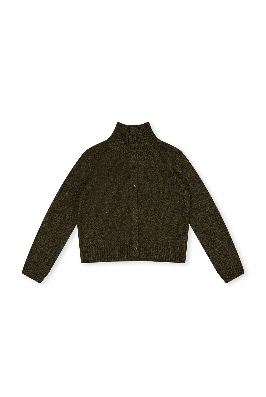 ASOBIO Mélange Wool Button-Front Cardigan