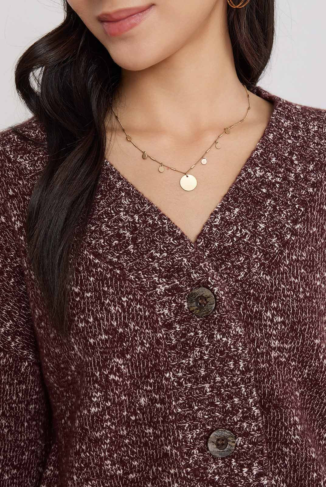 ASOBIO Wool-Blend V-Neck Cardigan