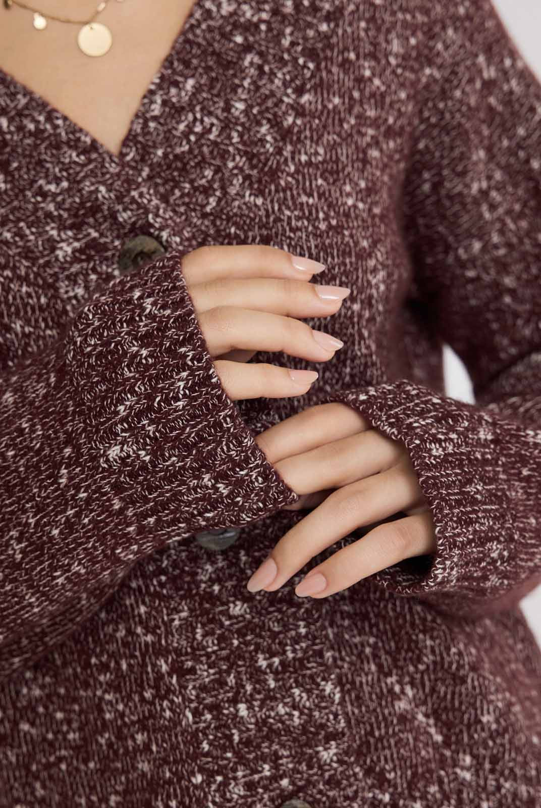 ASOBIO Wool-Blend V-Neck Cardigan