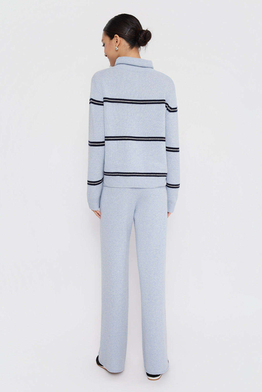 ASOBIO 100% Wool Striped Turtleneck Sweater