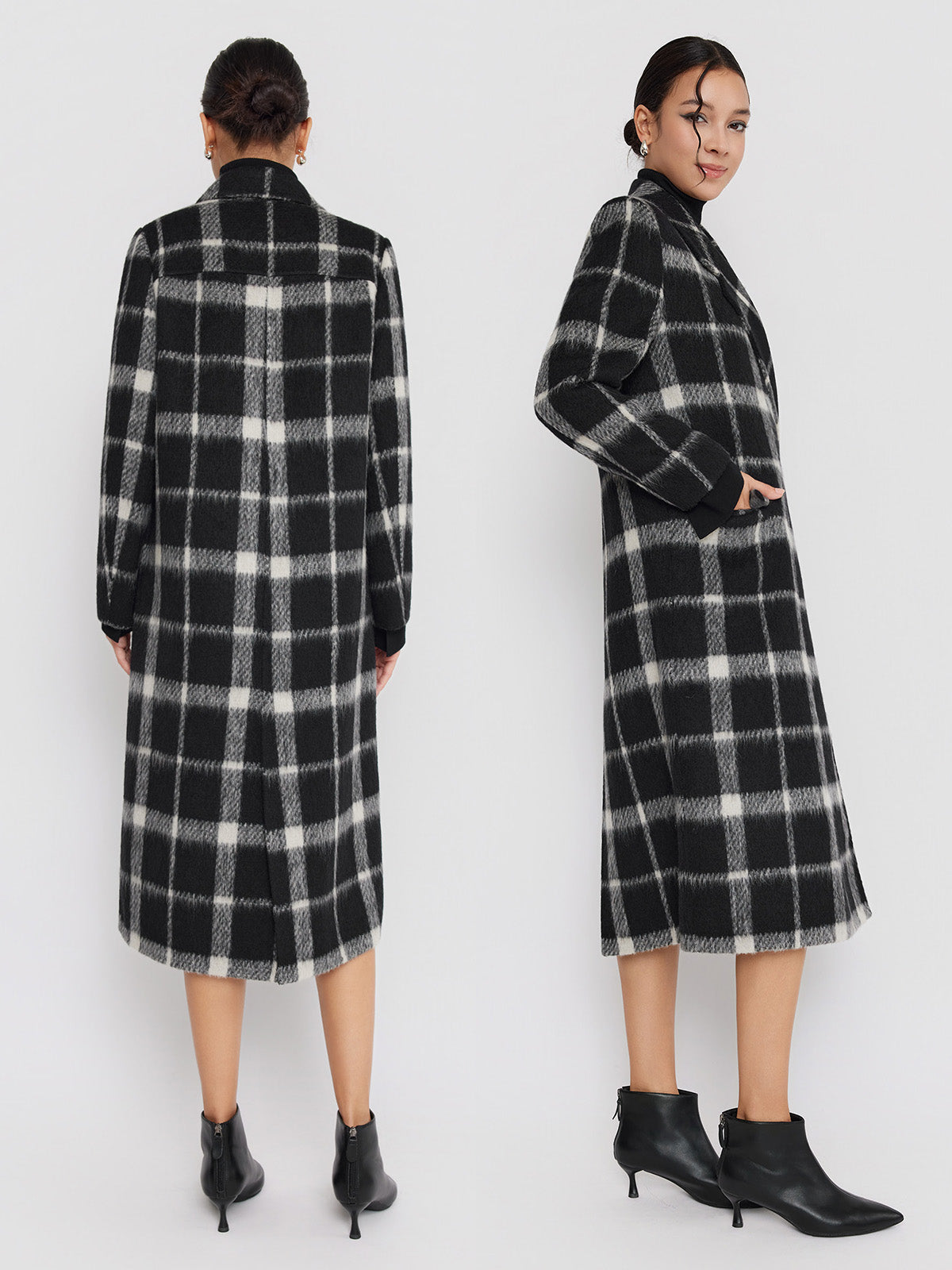 Double-Faced Long Wool-Alpaca Hooded Coat