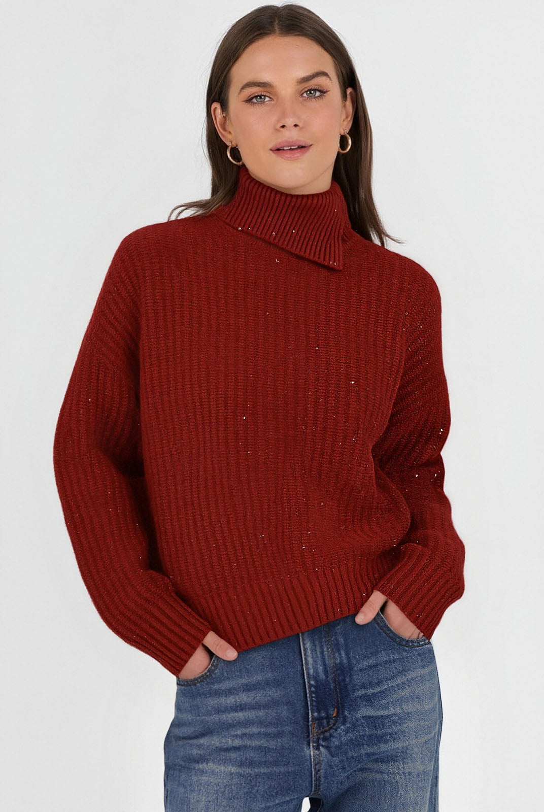 ASOBIO 100% Wool Sequin Sweater