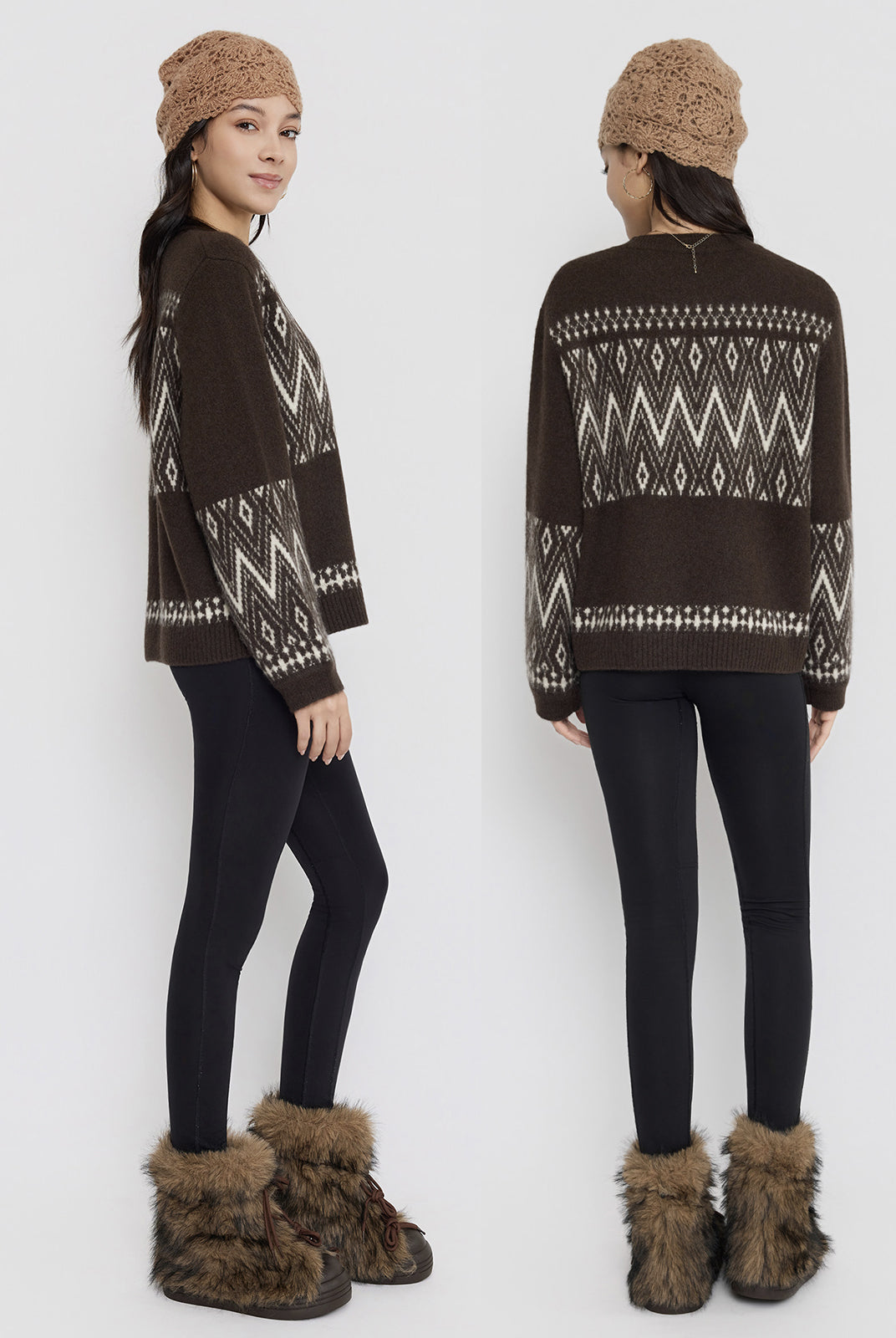 ASOBIO Geometric Yak Wool Sweater