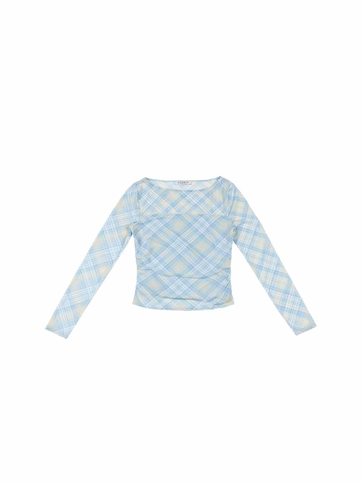 ASOBIO Mesh Ruched Top