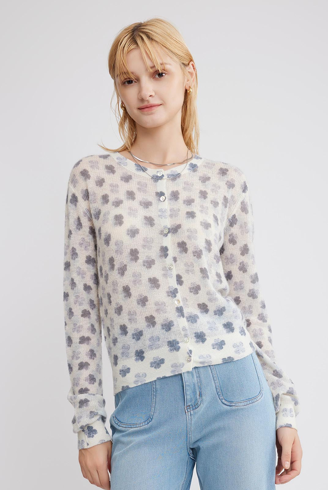 ASOBIO Wool Blend Knit Cardigan