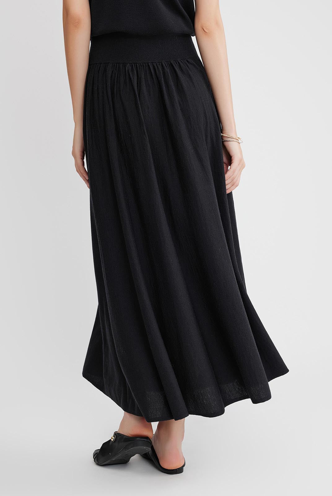 ASOBIO Wool Blend Asymmetric Knit Skirt