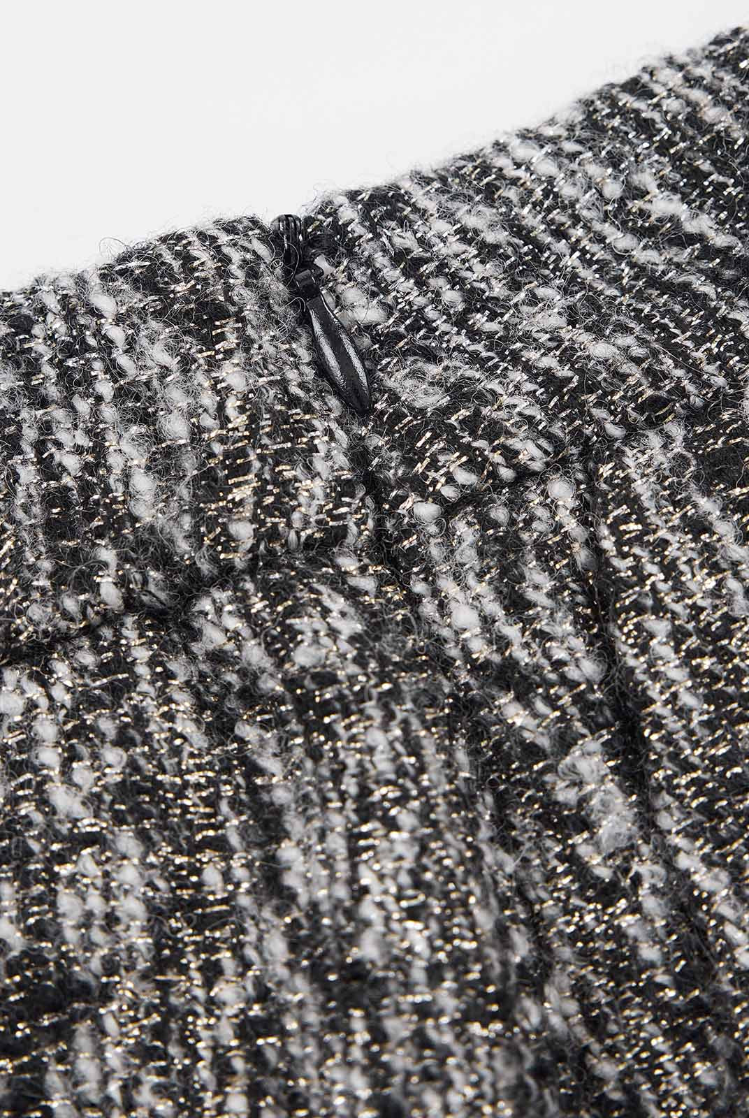 ASOBIO Tweed High-Waist Midi Skirt