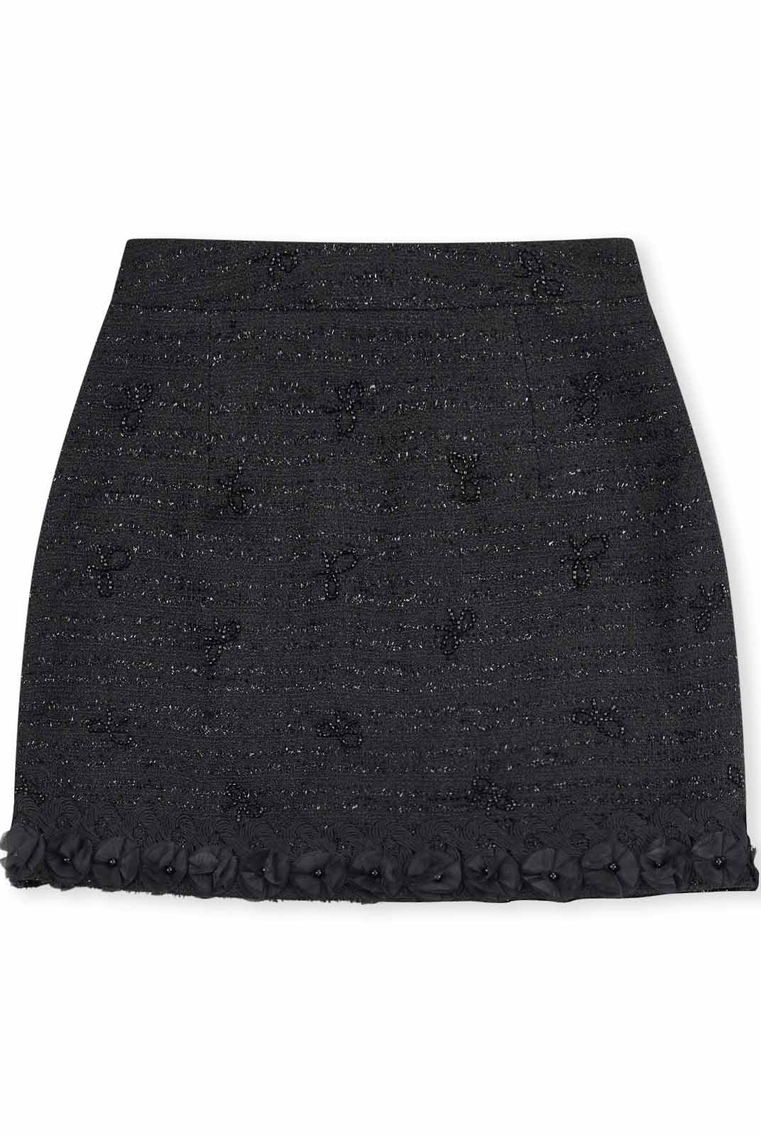 ASOBIO Tweed Mini Skirt with Floral Trim