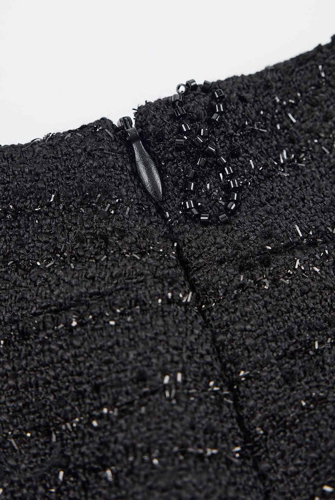 ASOBIO Tweed Mini Skirt with Floral Trim