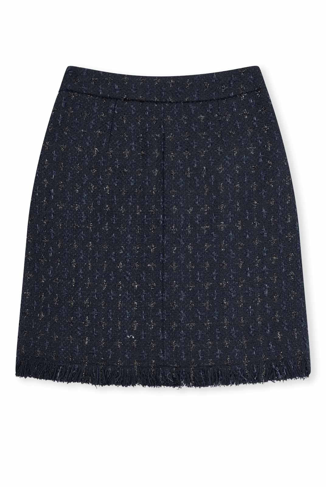 ASOBIO Tweed Mini Skirt with Fringe Hem