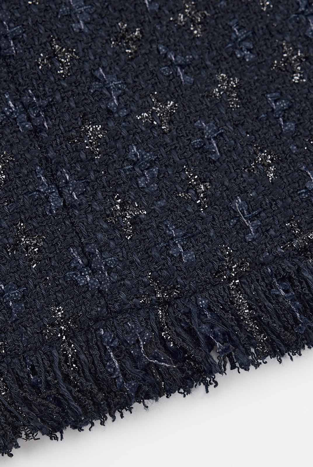 ASOBIO Tweed Mini Skirt with Fringe Hem