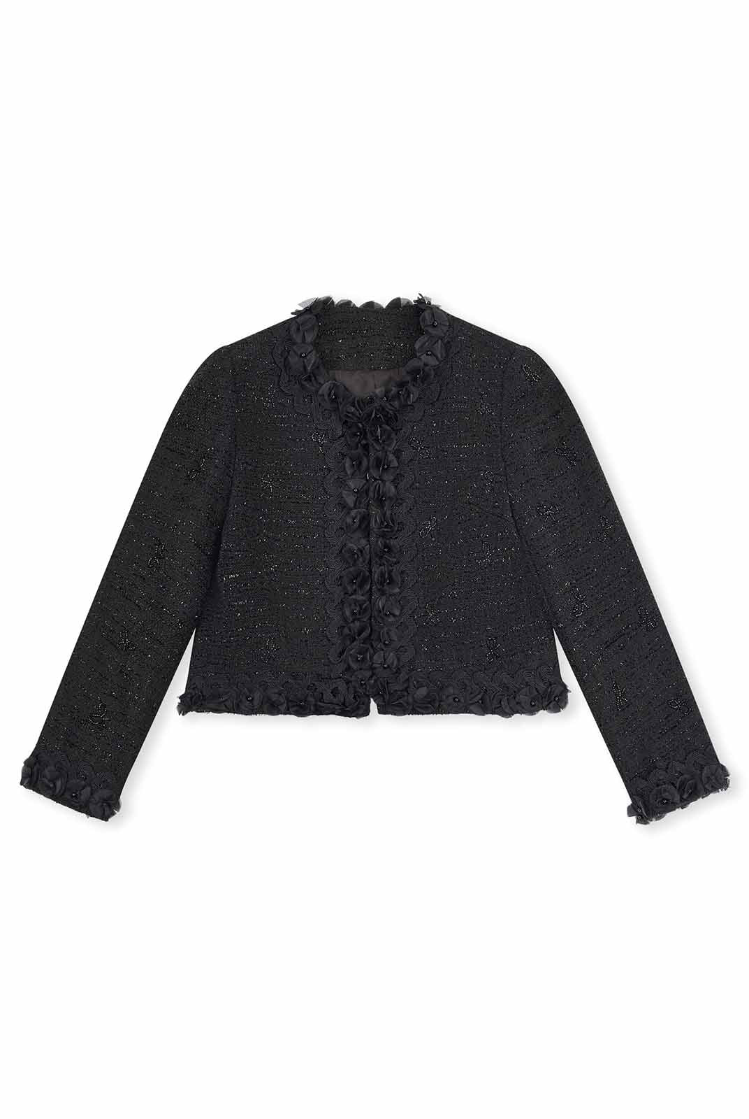 ASOBIO Floral-Embellished Tweed Jacket