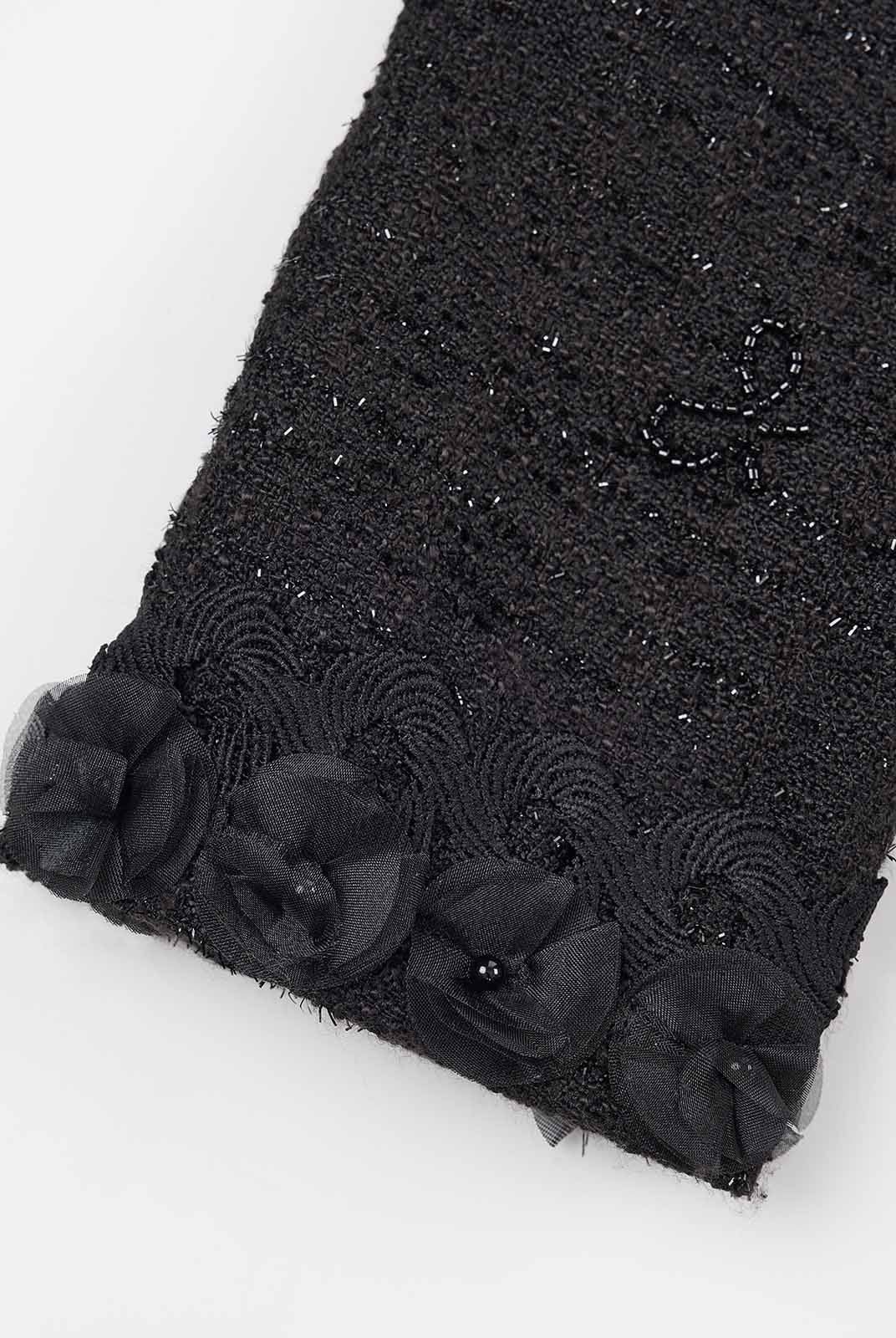 ASOBIO Floral-Embellished Tweed Jacket