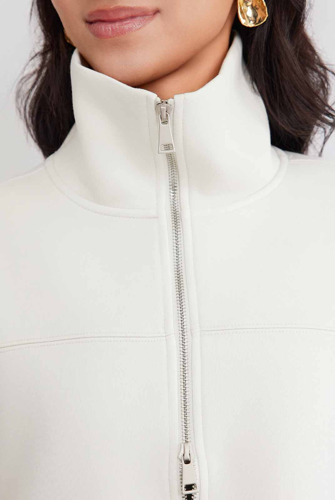 ASOBIO Stand-Collar Two-Way Zip Sweat Jacket