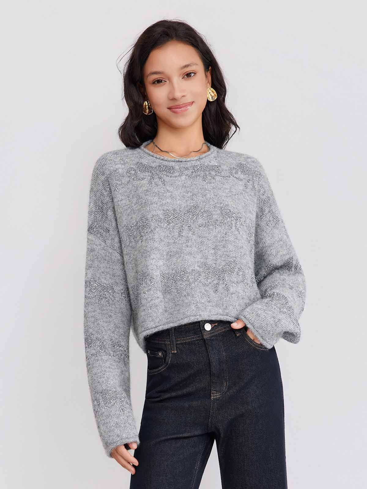 ASOBIO Bow-Pattern Knit Sweater
