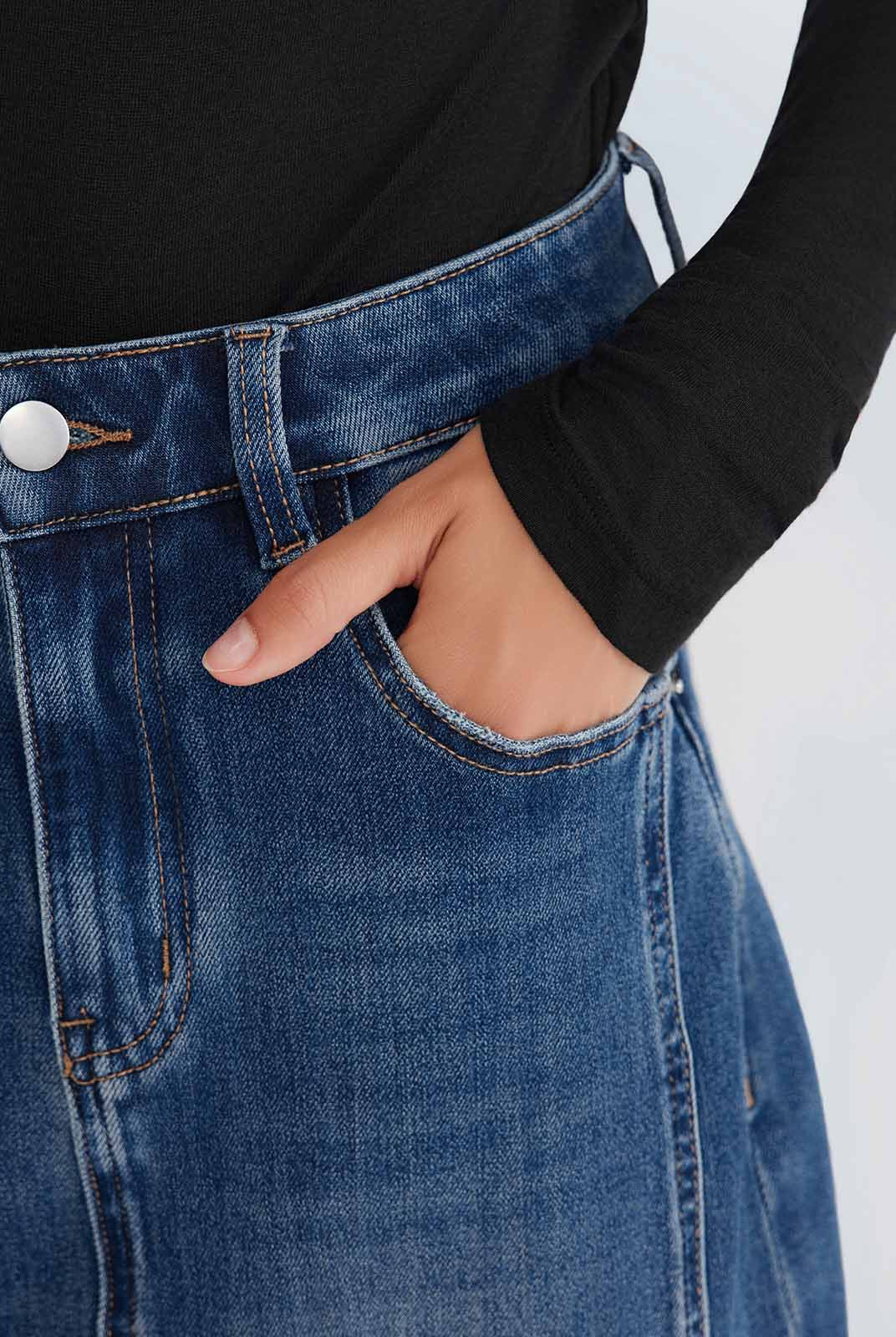 ASOBIO Stretch Denim Slit Midi Skirt