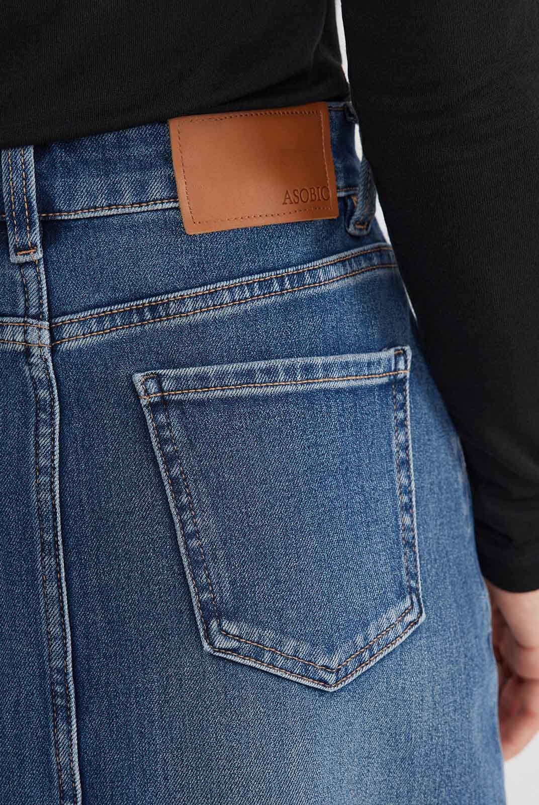 ASOBIO Stretch Denim Slit Midi Skirt