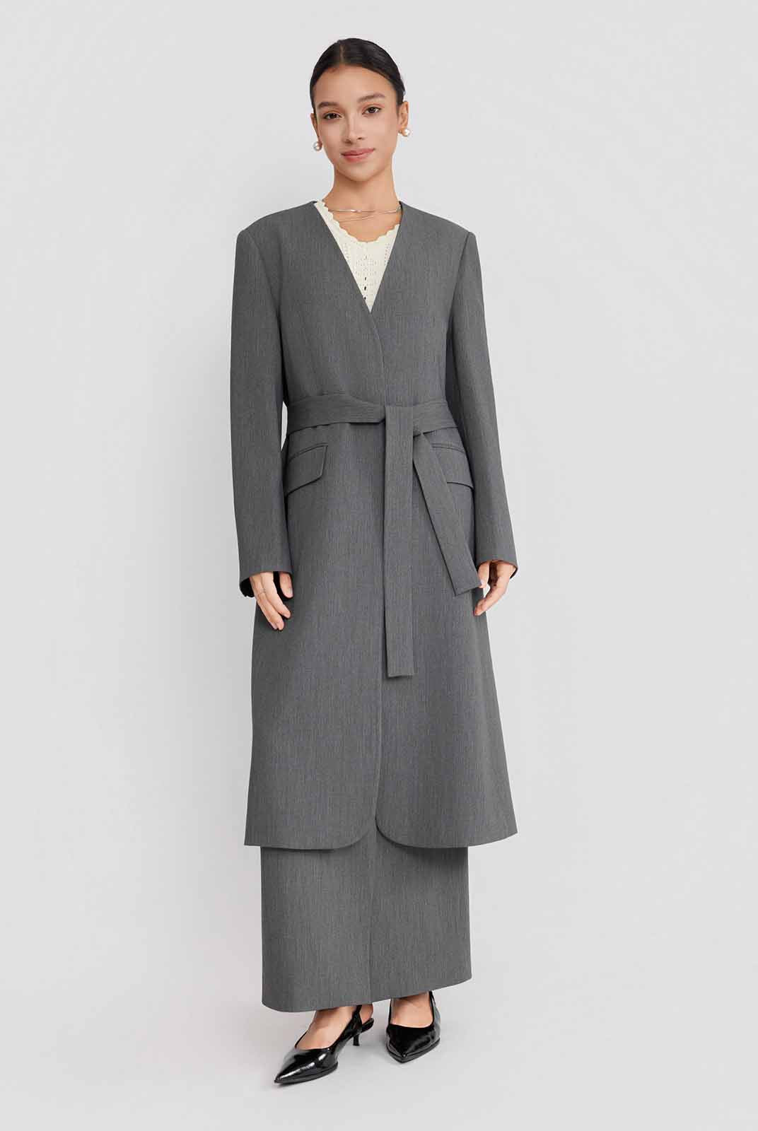 ASOBIO Collarless Open Blazer