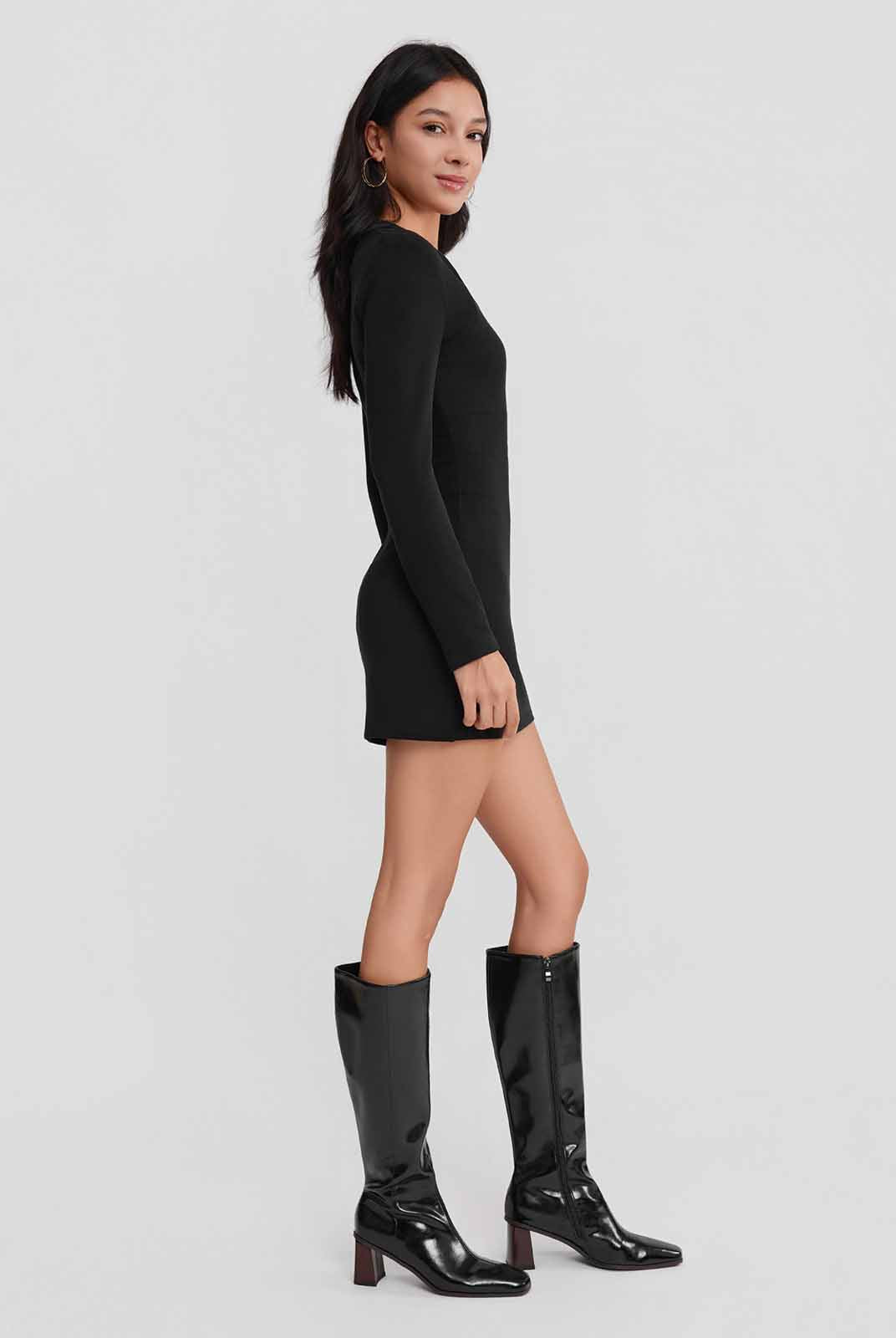 ASOBIO Square-Neck Knit Mini Dress