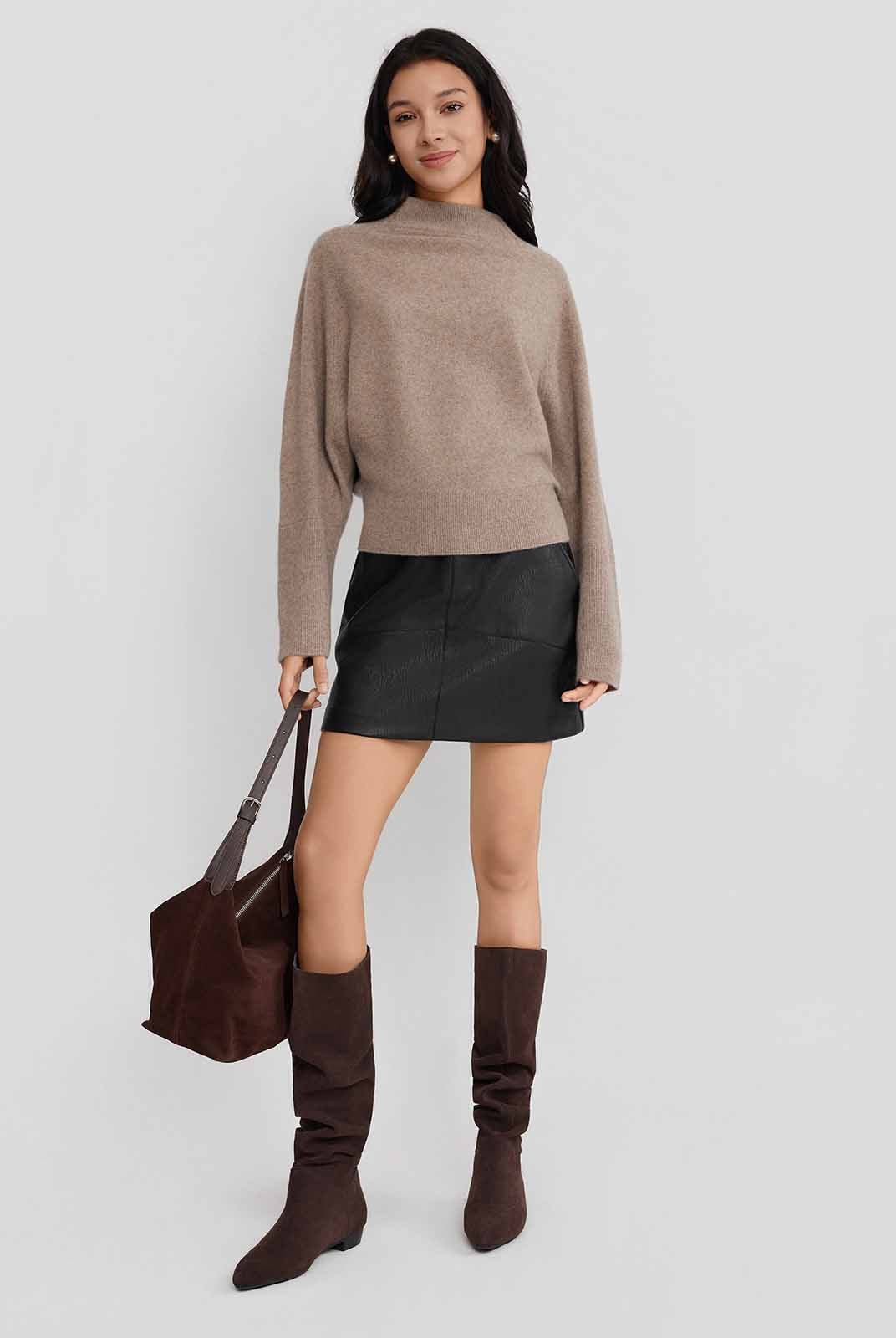 ASOBIO Yak Wool Blend Raglan Pullover Sweater