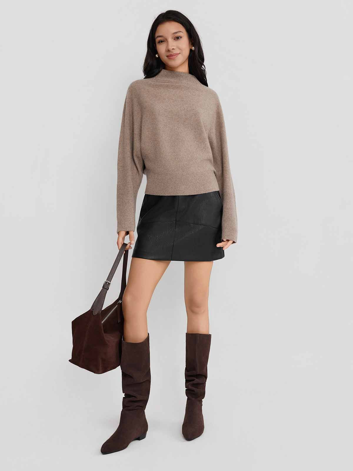 ASOBIO Yak Wool Blend Raglan Pullover Sweater