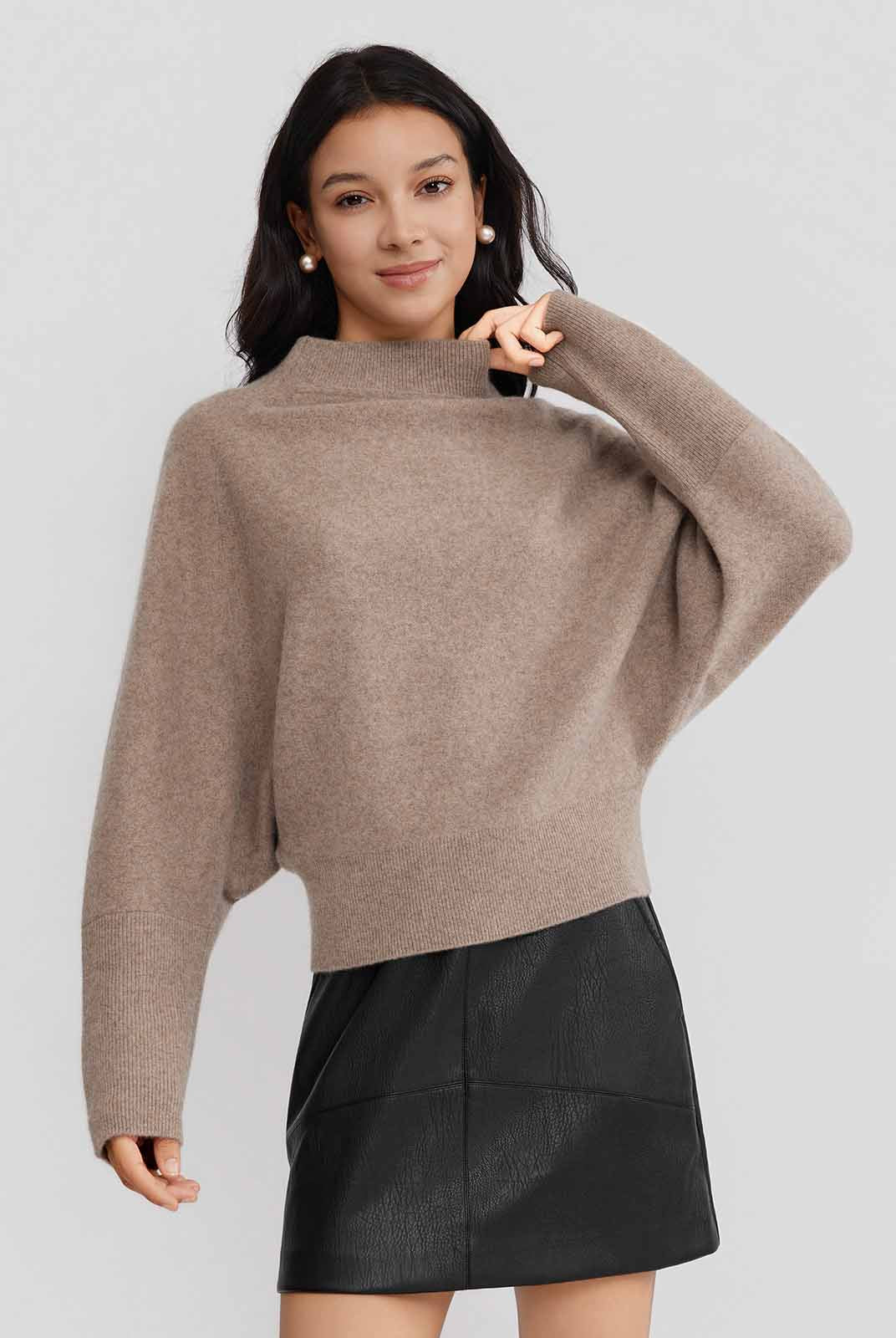 ASOBIO Yak Wool Blend Raglan Pullover Sweater