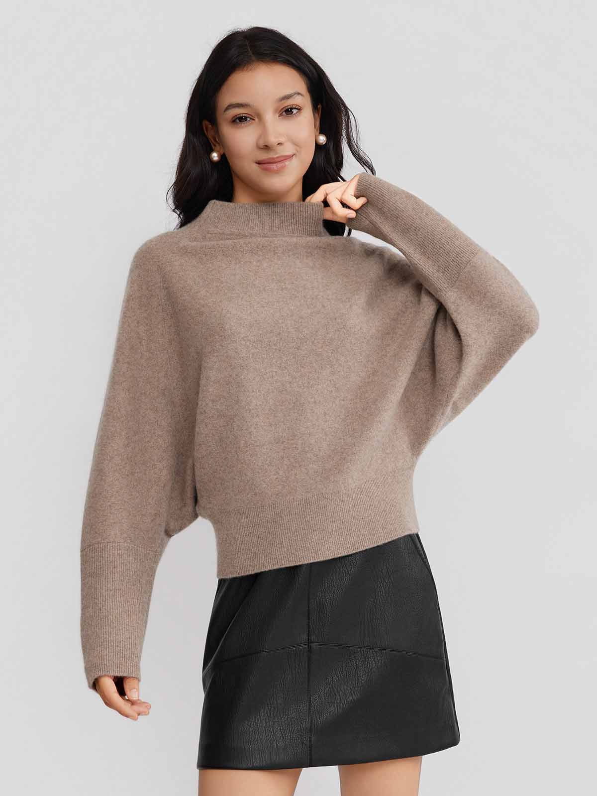 ASOBIO Yak Wool Blend Raglan Pullover Sweater