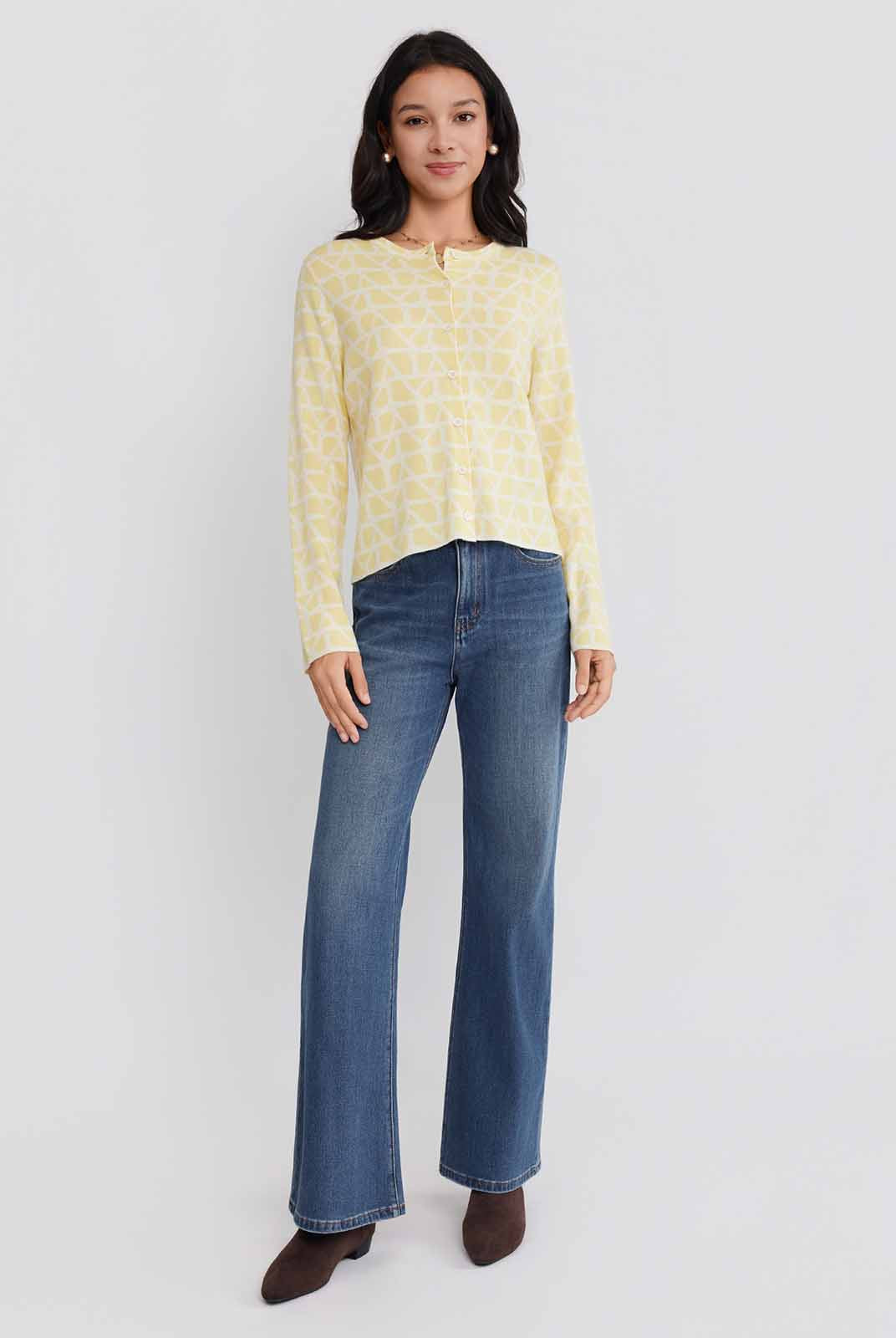 ASOBIO Wool Blend Textured Cardigan