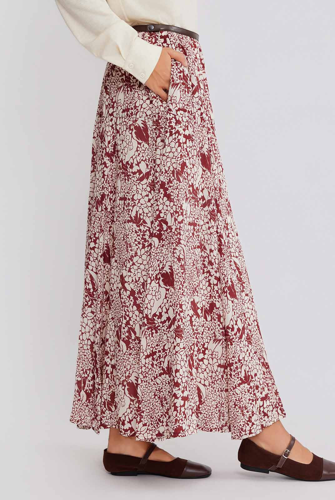 ASOBIO Floral Printed Midi Skirt