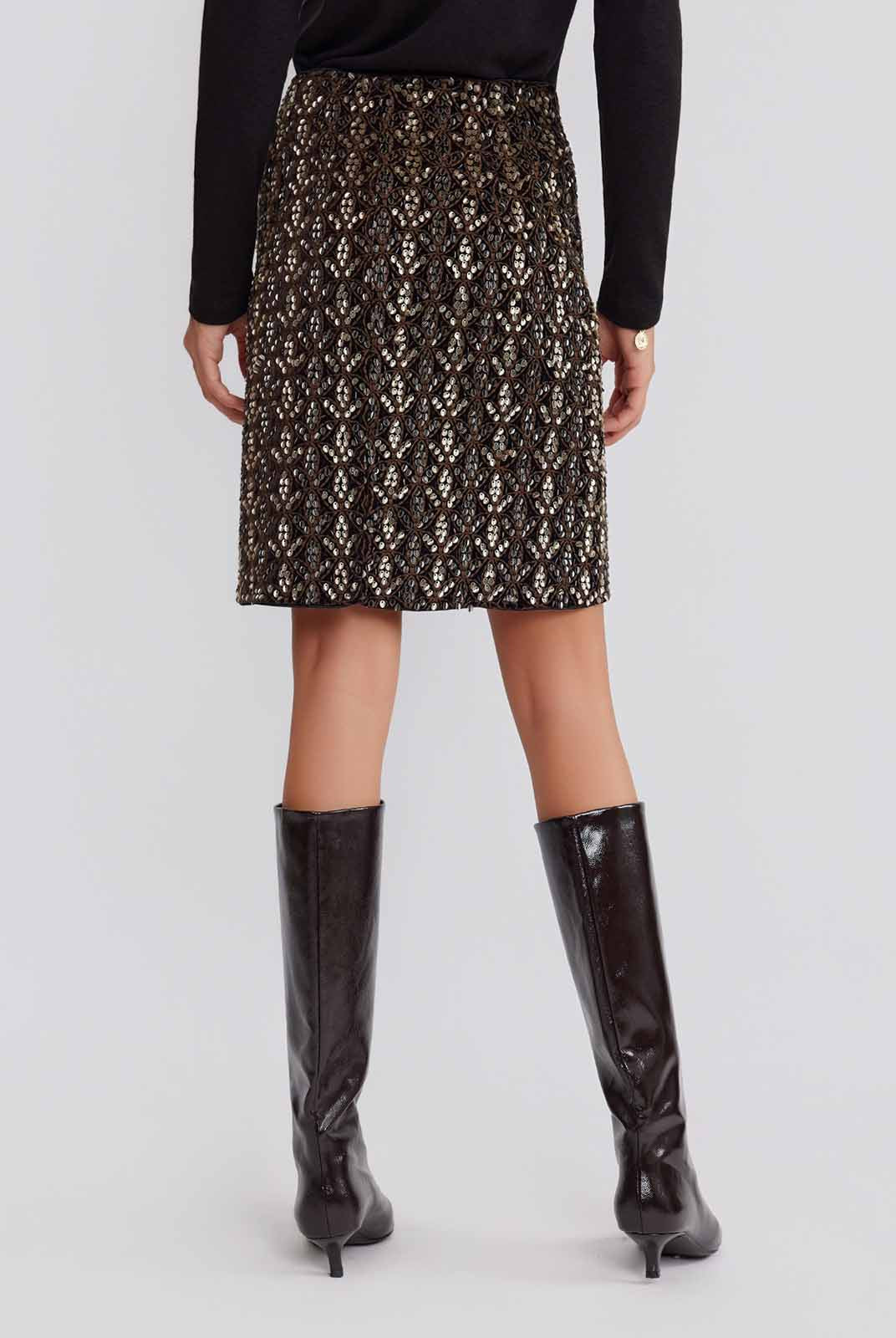 ASOBIO Sequin Embroidered Mini Skirt