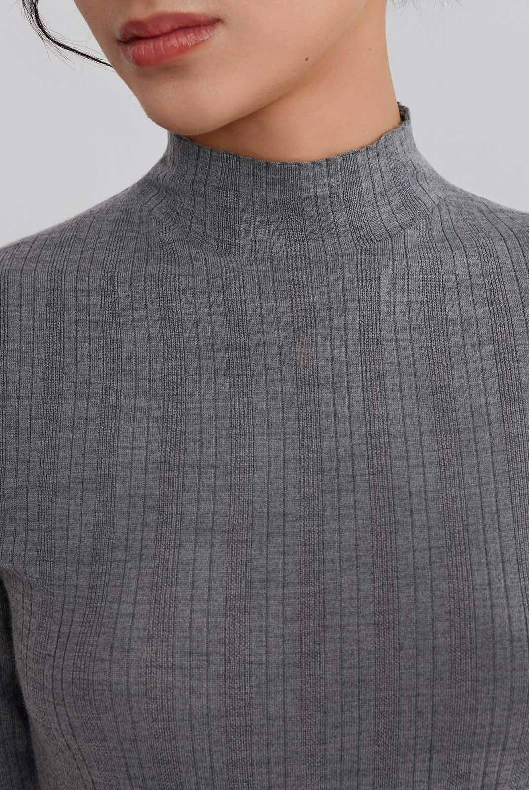 ASOBIO 100% Wool Ribbed Pullover Sweater