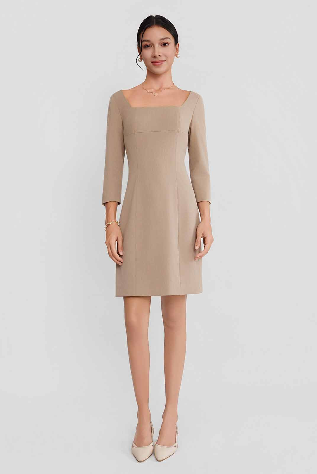 ASOBIO Twill Square-Neck Mini Dress