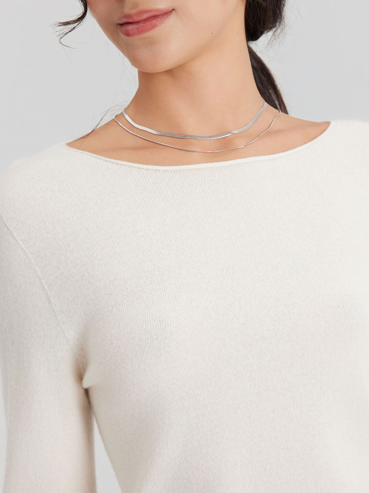 ASOBIO Wool-Cashmere Boatneck Sweater