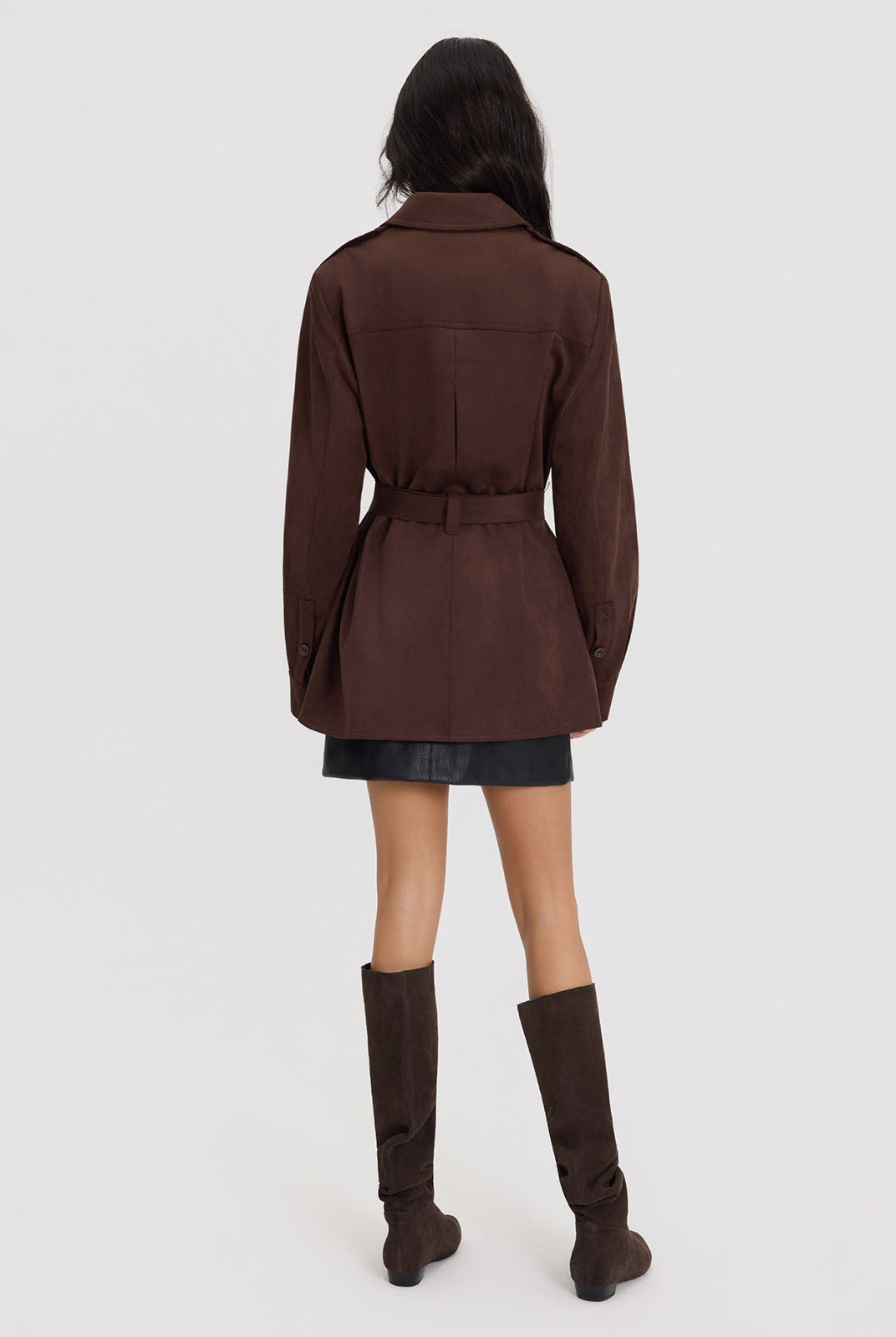 ASOBIO Suede Belted Trucker Jacket