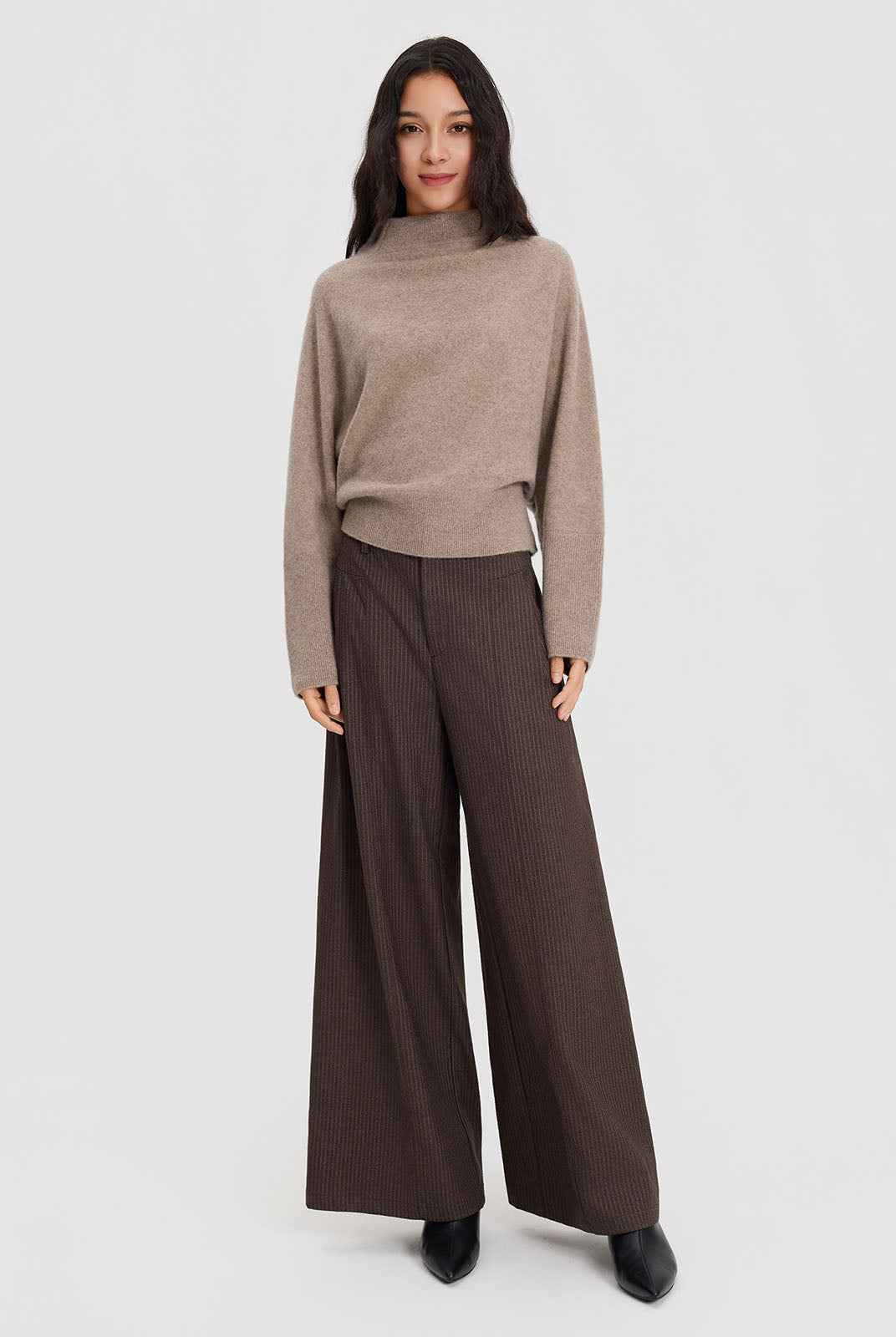 ASOBIO Effortless Pant Pinstripe Wide-Leg Trousers