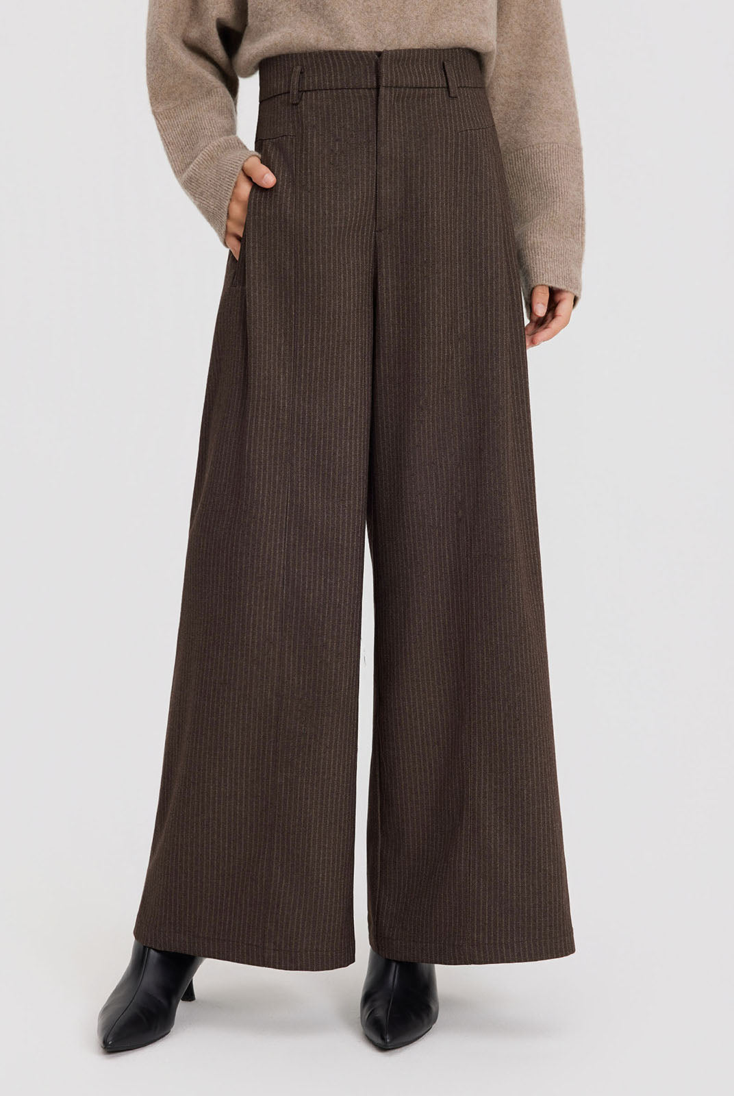 ASOBIO Effortless Pant Pinstripe Wide-Leg Trousers