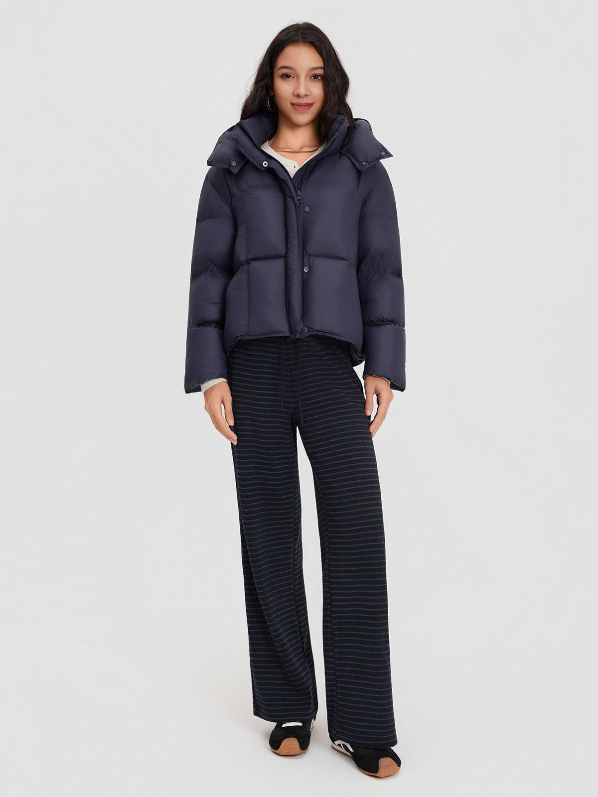 ASOBIO Cropped Hooded Down Puffer
