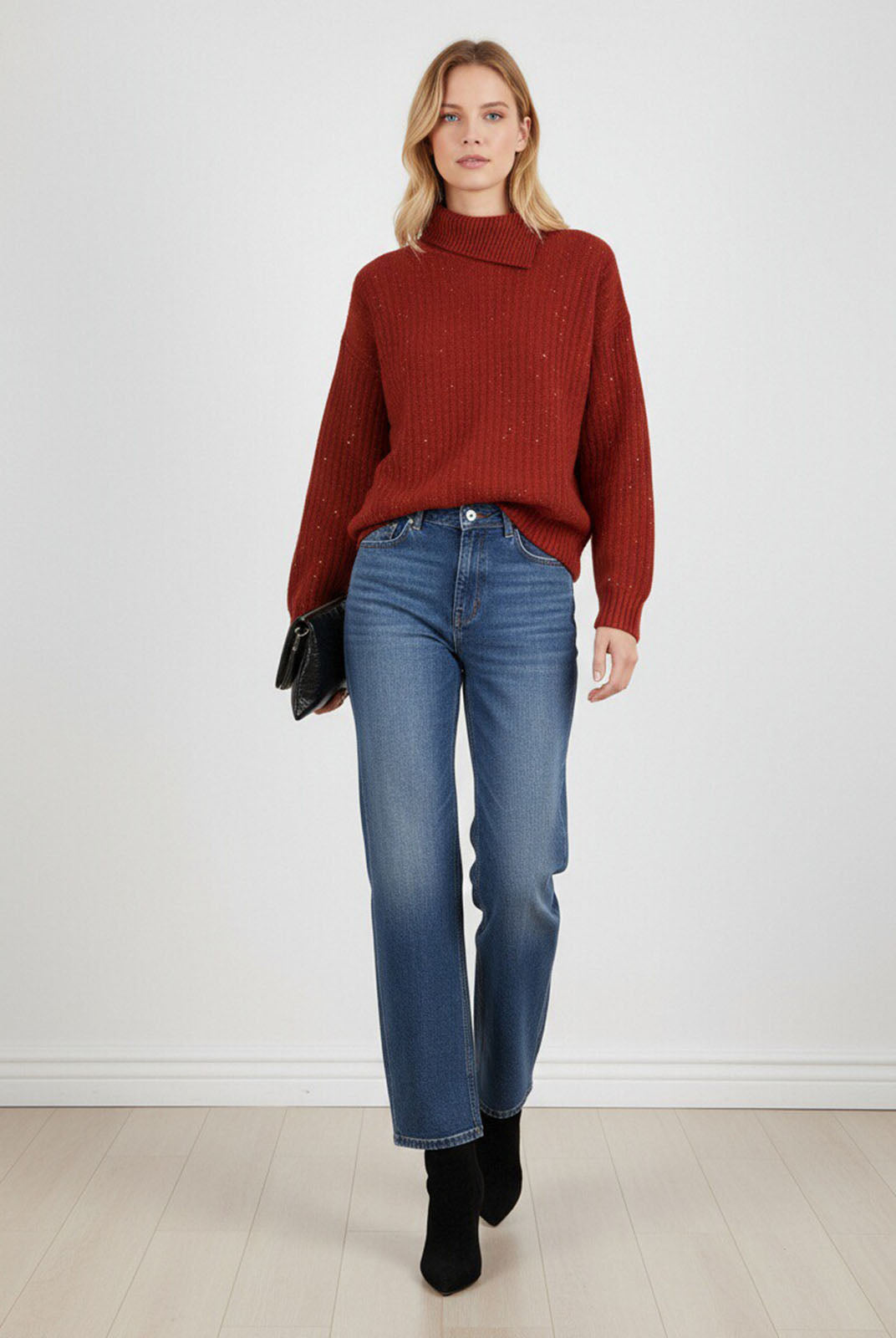 ASOBIO 100% Wool Sequin Sweater