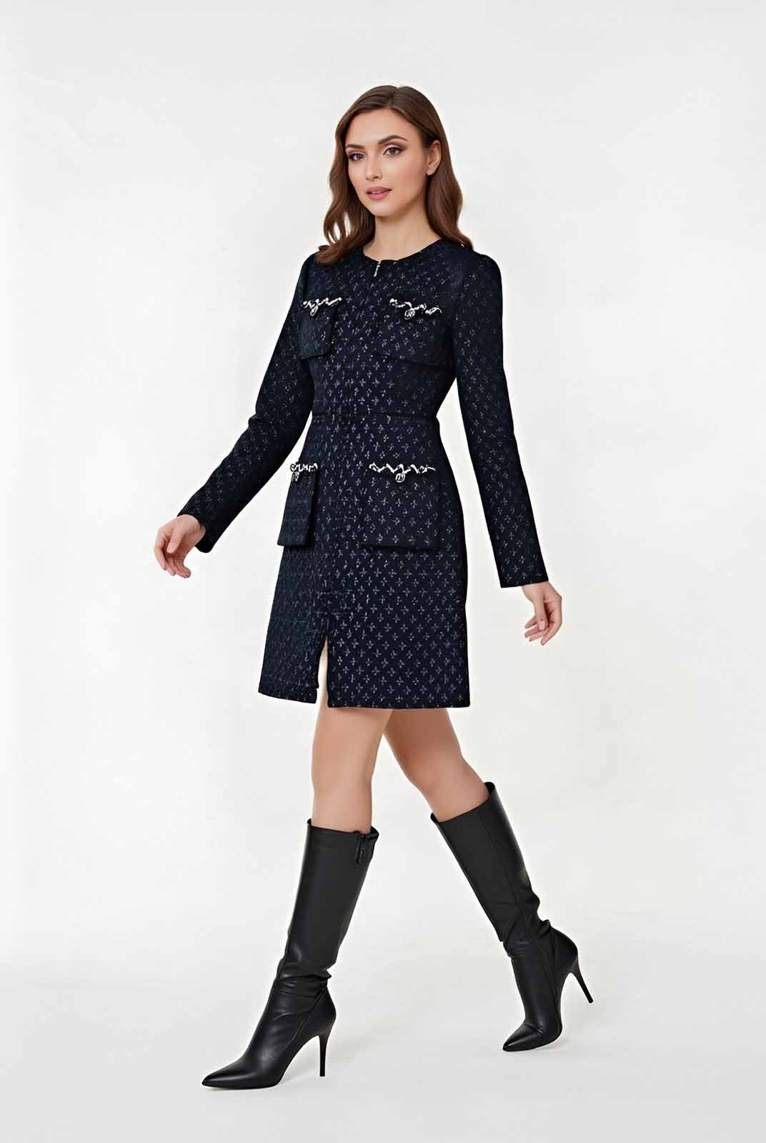 ASOBIO Tailored Tweed Mini Dress