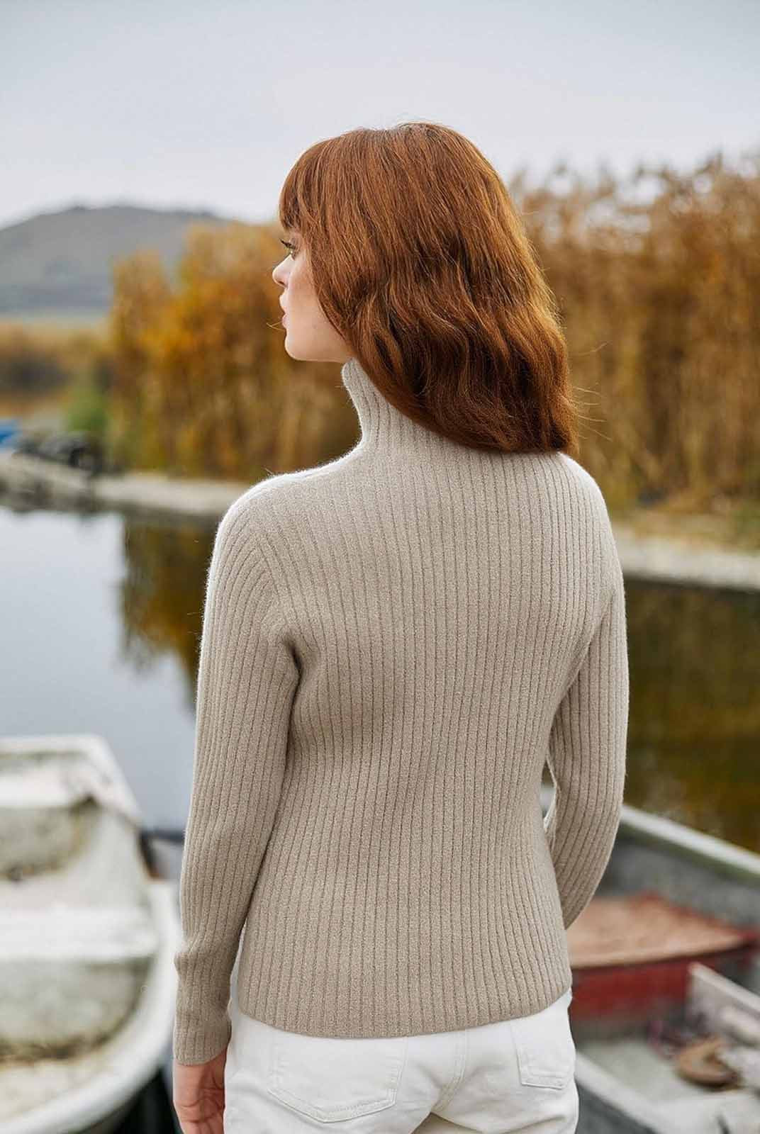 ASOBIO 100% Cashmere Turtleneck Sweater