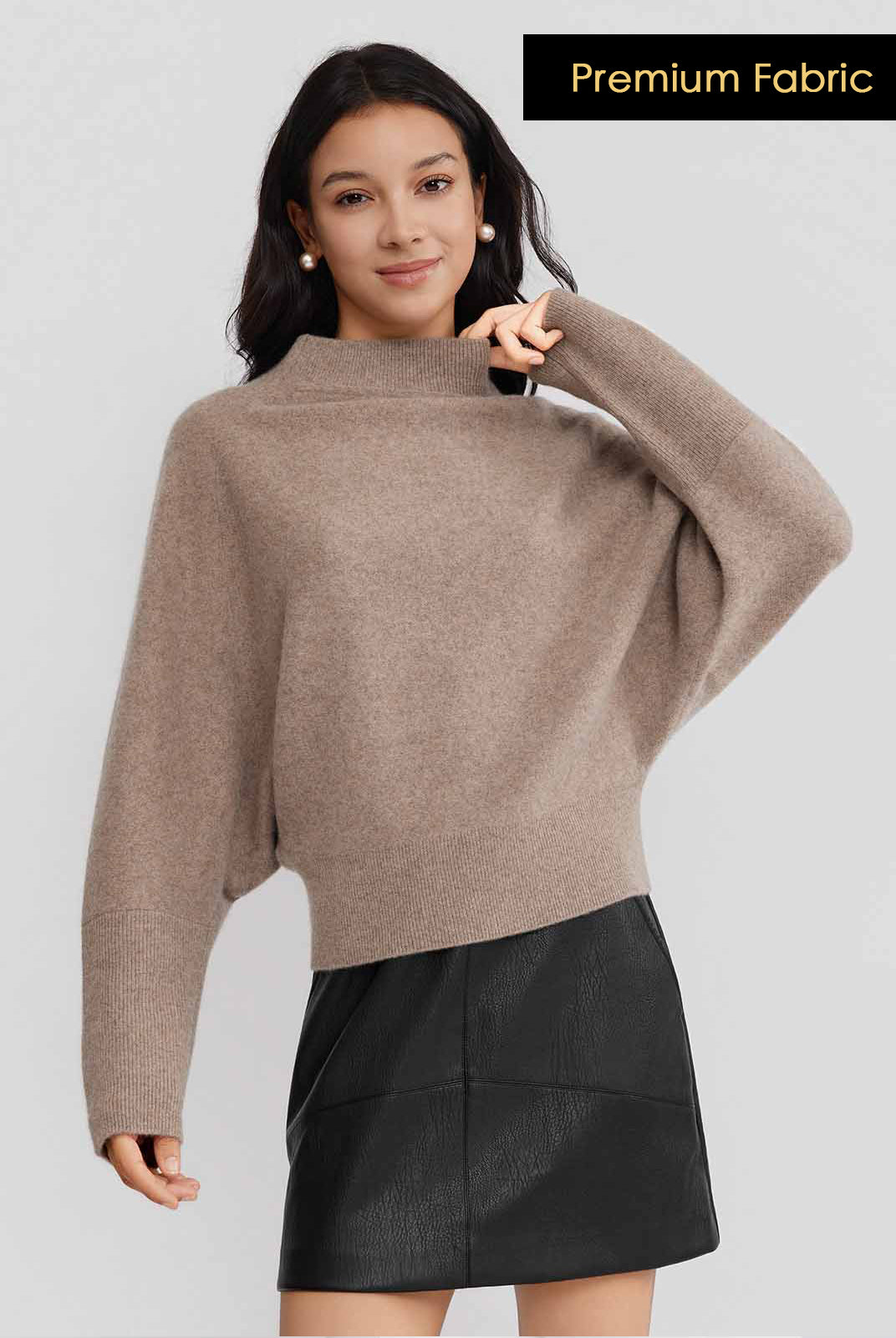 ASOBIO Yak Wool Blend Raglan Pullover Sweater