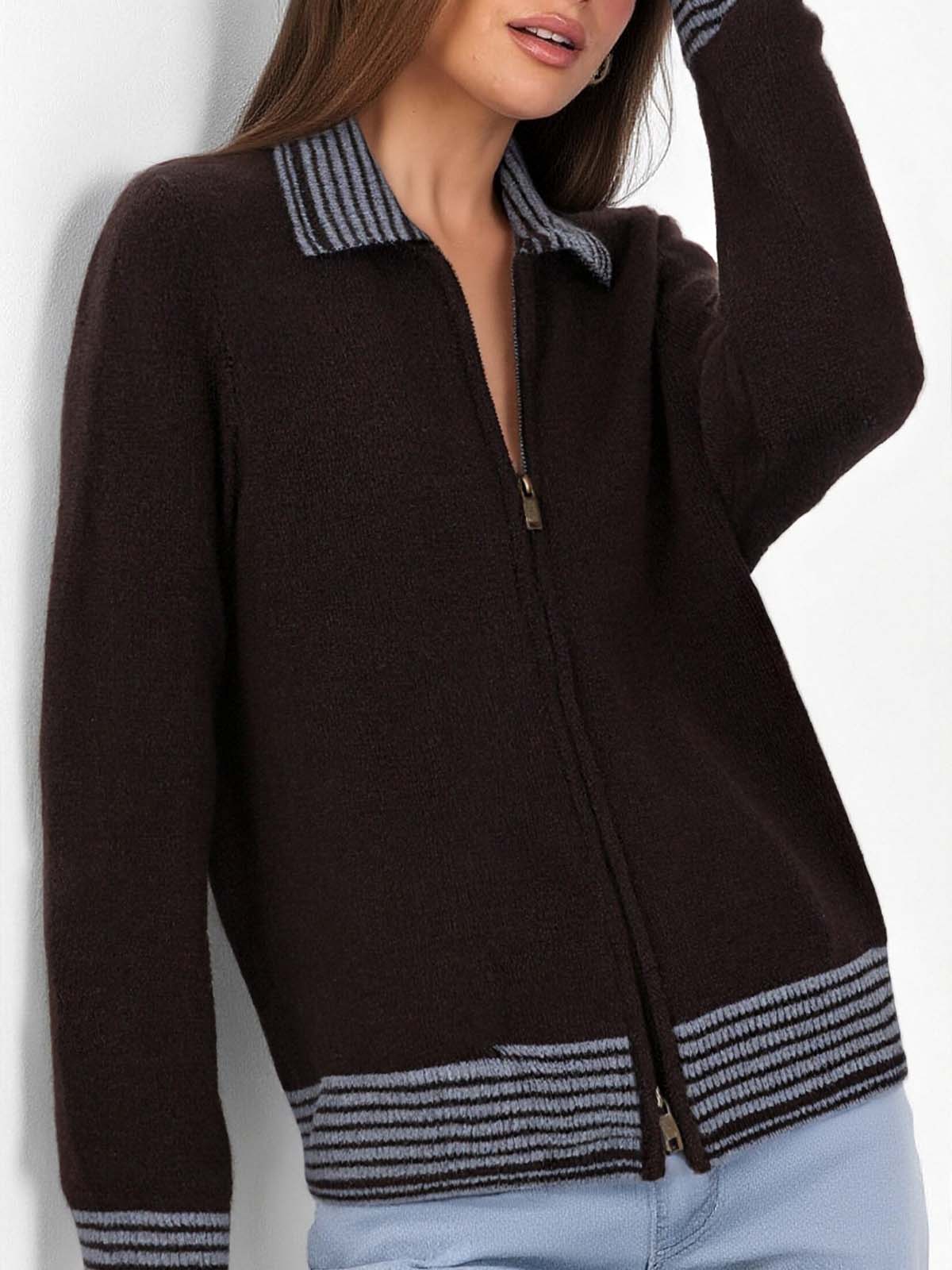 ASOBIO Merino Wool Zip-Up Cardigan